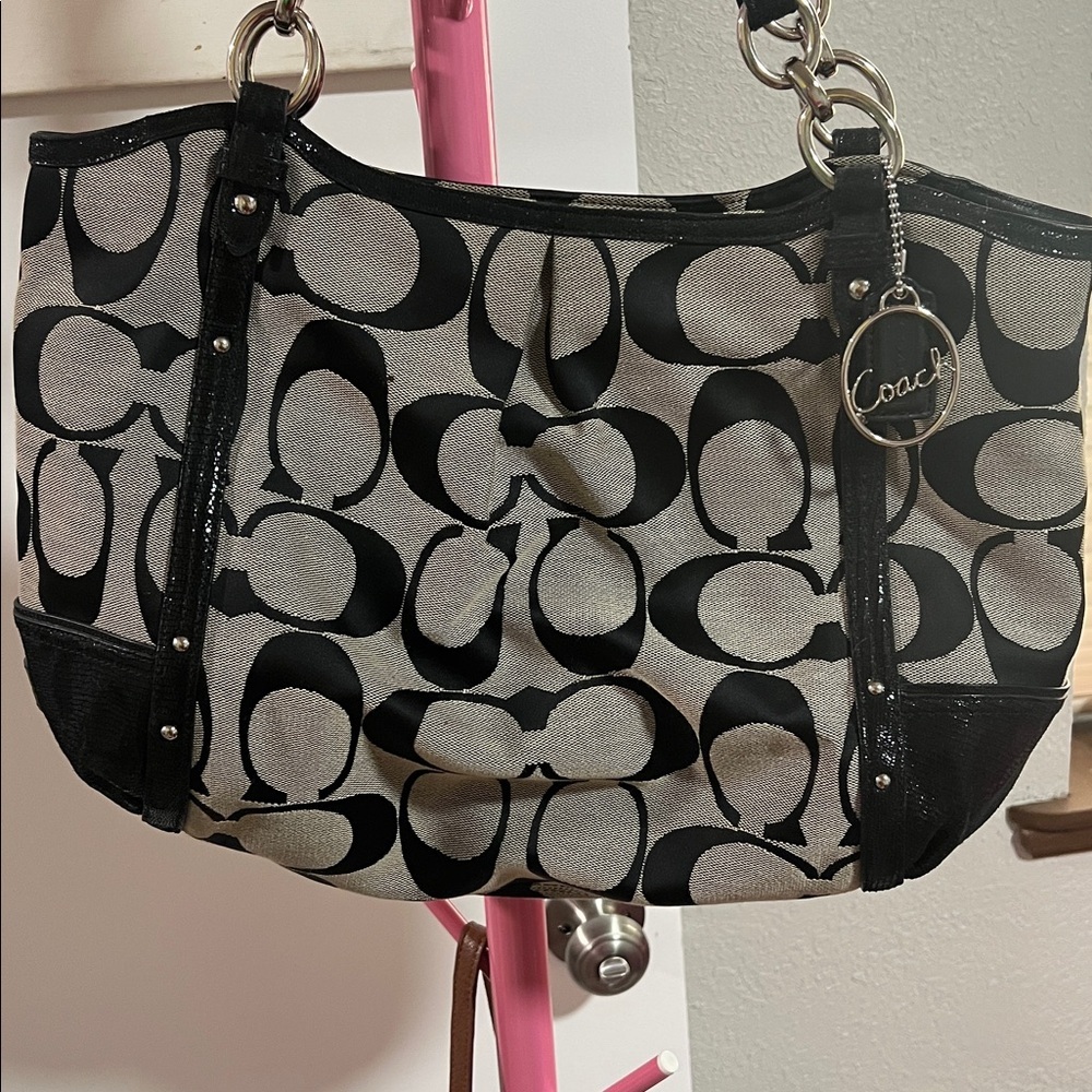 Coach Black and Cream Shoulder Bag Hobo